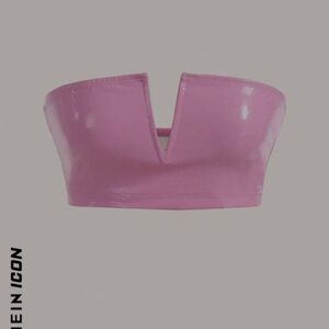SHEIN Cut Out PU Leather Pink Tube Top - Size XXS